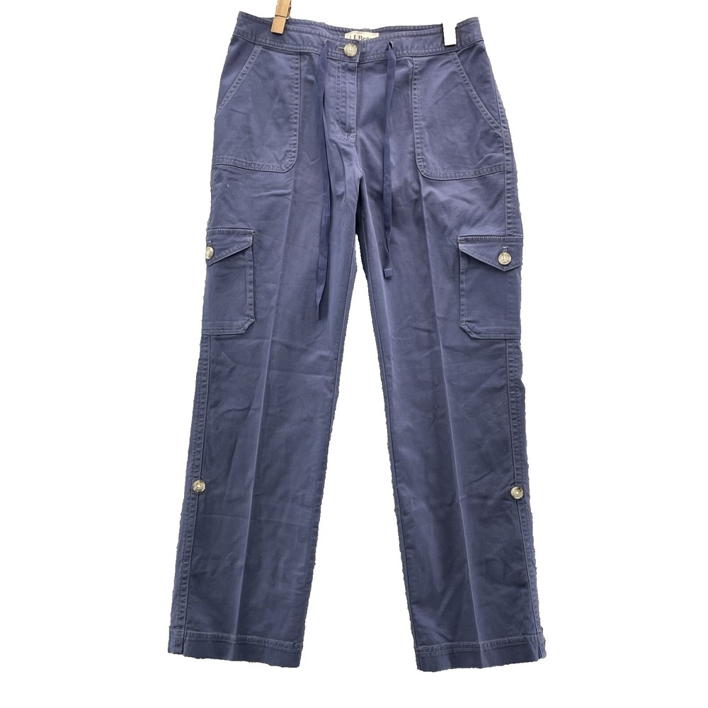 LL Bean Cargo Pants Women's 8‎ Blue Roll Up Camping Hiking Trail Utility Outdoor